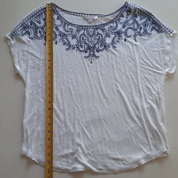 Ella Moss blue white embroidered tshirt small - Picture 9 of 11
